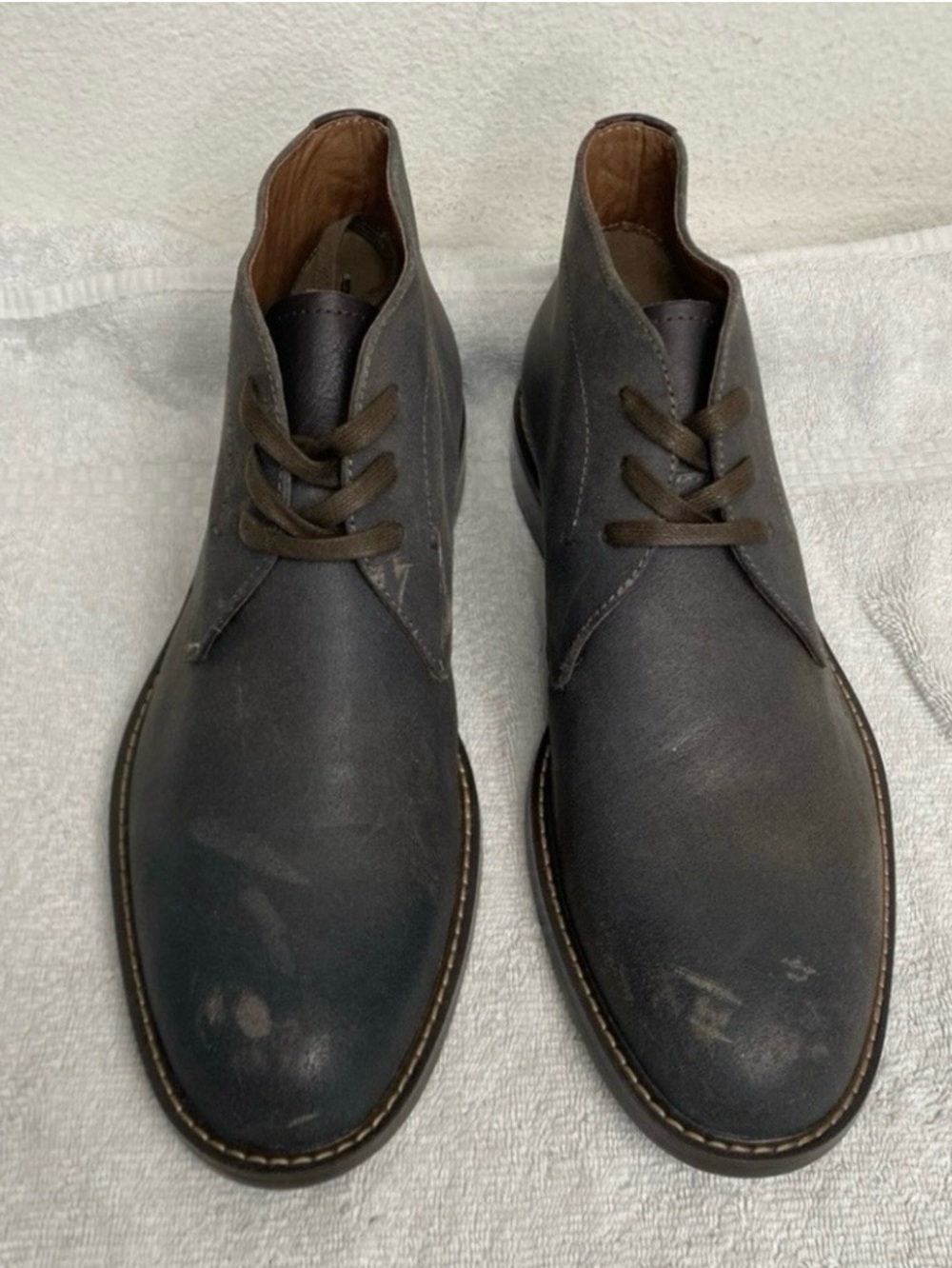 1901 Men's Gray Textured Leather Chukka Boots Size 10.5 Streetwear Tech Classic